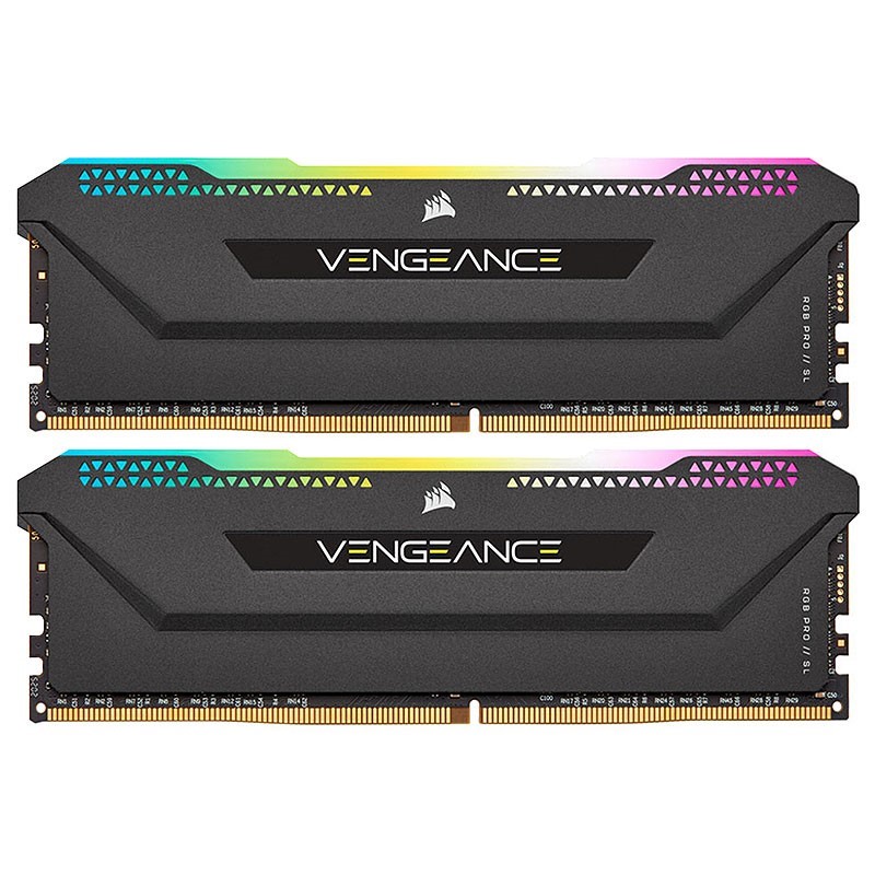 Corsair Vengeance RGB PC4-25600 (2 Black - 3200 Memory Channel - DDR4 CL16 SL Pro Dual x 16GB), Kit DDR4 Express 3200MHz 32GB