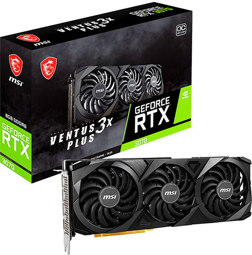 MSI GeForce RTX™ 3070 VENTUS 3X PLUS 8G OC LHR w/ HDMI, Triple DP