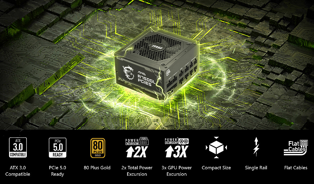 MSI MAG A750GL PCIE 5 & ATX 3.0 Gaming Power Supply - Full  Modular - 80 Plus Gold Certified 750W - Compact Size - ATX PSU : Electronics