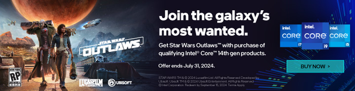 Discover a Galaxy of Opportunity. Get Star Wars Outlaw with purchase of qualifying Intel Core Processors!