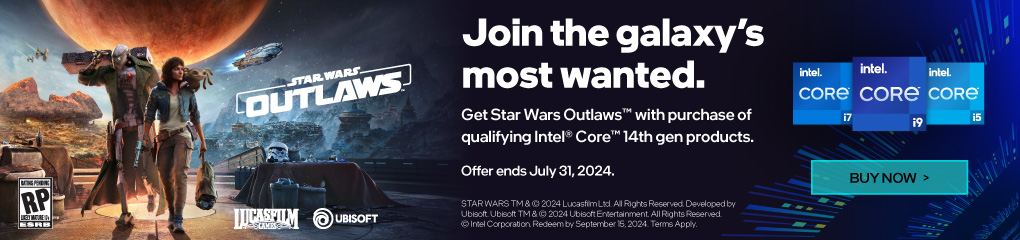 Discover a Galaxy of Opportunity. Get Star Wars Outlaw with purchase of qualifying Intel Core Processors!