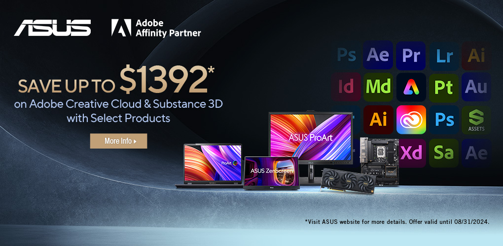 Save up to $1392 on Adobe Creative Cloud with select ASUS products! (Nov 10 - Dec 12, 2023)