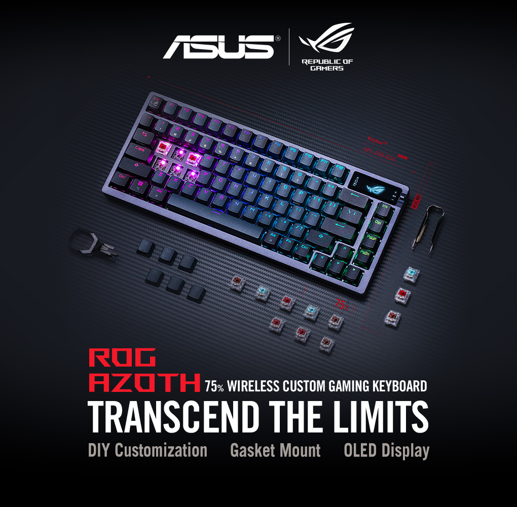 ASUS ROG AZOTH 75% Wireless Gaming Keyboard - Transcend The Limits