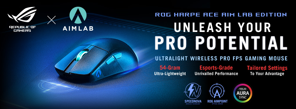 ASUS ROG HARPE ACE Aim Lab Edition Ultralight Wireless Pro FPS Gaming Mouse - Unleash Your PRO Potential