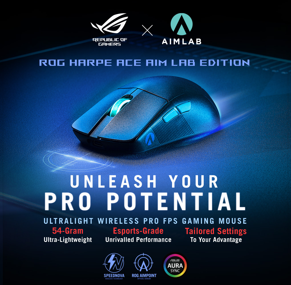 ASUS ROG HARPE ACE Aim Lab Edition Ultralight Wireless Pro FPS Gaming Mouse - Unleash Your PRO Potential!