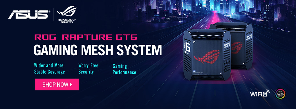 ASUS ROG Rapture GT6 Gaming Mesh System - Wider and More Stable Coverage and Gaming Performance!