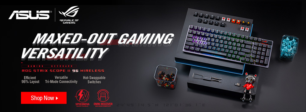 ASUS ROG Scope II 96 Wireless Keyboard - Maxed-out Gaming Versatility