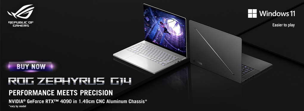Performance meets precision. ASUS ROG Zephyrus G14 with NVIDIA GeForce RTX 4090.