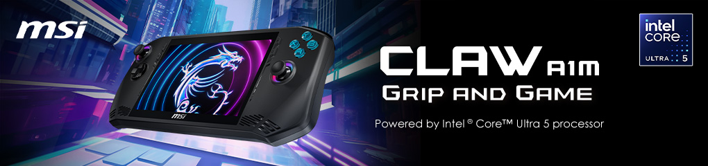 MSI CLAW A1M Handheld Gaming System. Grip and GAME. Available now at Memory Express!