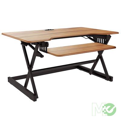 MX00113893 Deluxe 46in Sit-To-Stand Adjustable Desk Riser w/ Extended Vertical Range, Teak