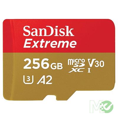 MX00114865 Extreme microSDXC U3 V30 UHS-I Card w/ SD Card Adapter, 256GB 