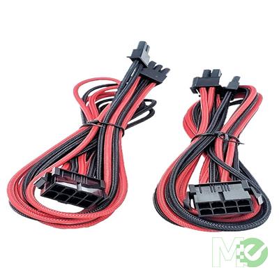 MX00116208 Premium Sleeved 8-Pin (6+2) PCI-E GPU Power Extension Cable, Red / Black, 1.5ft