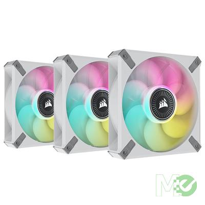 MX00119118 iCUE ML120 RGB ELITE Premium 120mm PWM Magnetic Levitation Fans, White, 3-Pack w/ Lighting Node CORE Controller 