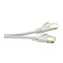 MX00120212 Cat7 Shielded RJ45 Flat Patch Cable w/ Cable Clips, White, 50ft