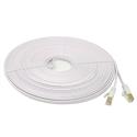 MX00120213 Cat7 Shielded RJ45 Flat Patch Cable w/ Cable Clips, White, 75ft