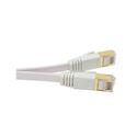 MX00120213 Cat7 Shielded RJ45 Flat Patch Cable w/ Cable Clips, White, 75ft