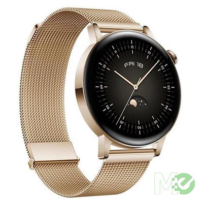MX00120975 Watch GT 3, 1.32'' AMOLED Touch, GPS, SpO2, 5 ATM, 7-day Battery, Heartrate, 100 Workout Modes, Gold (Canada Warranty)
