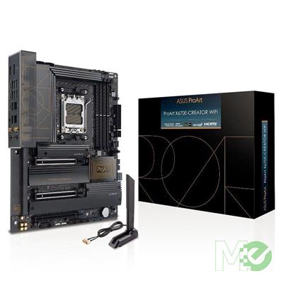 MX00122638 PROART X670E-CREATOR WIFI w/ DDR5-5600, Dual PCIe 5.0, 4x M.2 Slots, 7.1 Audio, 2.5Gb LAN, Wi-Fi 6E, BT 5.2, Aura Sync