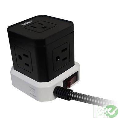 MX00123489 Cube USB Power Strip w/ 5 AC, 4 USB Ports, 10ft Cable -Black
