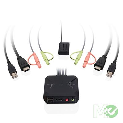 MX00123616 2-Port 4K UHD USB KVM Switch w/ Dual HDMI, USB & Audio Cables, Remote KVM Switch Button