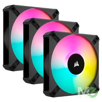 MX00124016 iCUE AF120 ELITE RGB 120mm PWM Fan, 3 Pack, Black w/ iCUE Lighting Node CORE Controller