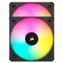 MX00124018 iCUE AF140 ELITE RGB 140mm PWM Fan, Dual Fan Kit, Black w/ 8x ARGB LEDs Per Fan