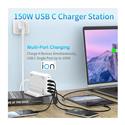 MX00124636 4 Port USB Smart Fast Charging Station w/ 2x USB type-C, 2x USB 3.0 up to 150W Output