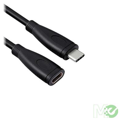 MX00125402 USB 3.1 Gen2 Type-C 100W Fast PD Charging Extension Cable, 8 Inches, Black w/ M/F Connectors