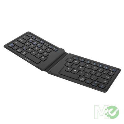 MX00125585 AKF003US Foldable Antimicrobial Bluetooth Wireless Keyboard, Black w/ 64 Keys, Dual Space Bars, Internal Battery