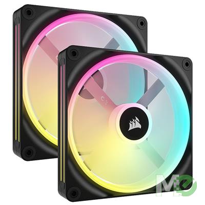 MX00125925 iCUE LINK QX140 RGB 140mm PWM PC Case Fan Starter Kit, Black, Dual Pack