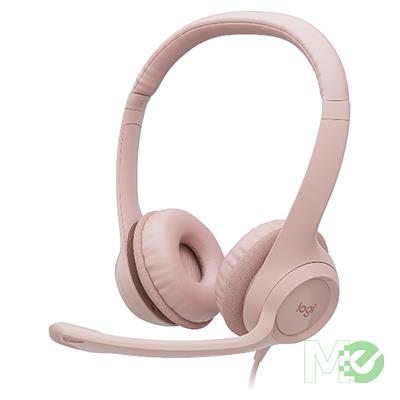 MX00126075 H390 USB Digital Audio Computer Headset, Rose w/ In-Line Audio Controls, 30mm Drivers, USB Type-A Connector