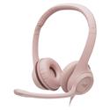 MX00126075 H390 USB Digital Audio Computer Headset, Rose w/ In-Line Audio Controls, 30mm Drivers, USB Type-A Connector