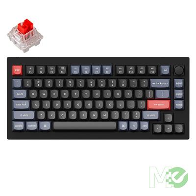 MX00127044 V1 QMK Custom Mechanical Keyboard, Fully Assembled, Carbon Black w/ Knob, Keychron K Pro Red