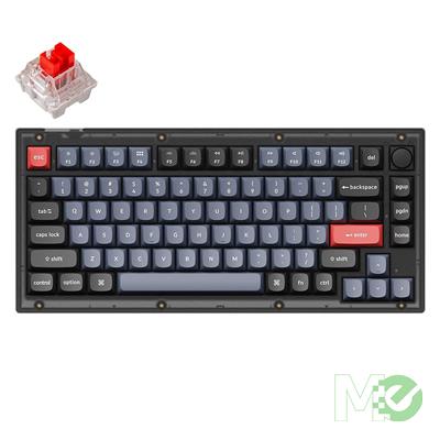 MX00127048 V1 QMK Custom Mechanical Keyboard, Fully Assembled, Frosted Black w/ Knob, Keychron K Pro Red