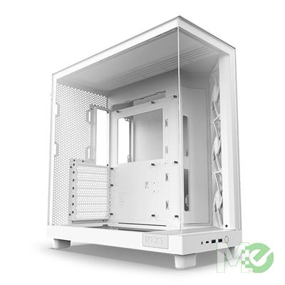 MX00127983 H6 Flow Mid Tower Compact Dual-Chamber ATX Case w/ Tempered Glass, White