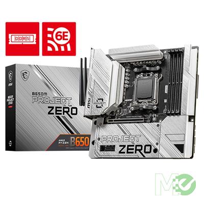 MX00128151 B650M PROJECT ZERO mATX w/ 4x DDR5 Slots, 2x M.2 Slots, 7.1 Audio, 2.5Gb LAN, Wi-Fi 6E, Back-Connector Design