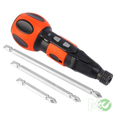 MX00128353 USB Screwdriver w/ Rechargeable Battery, Reversable 10Nm Electric Motor,  3x Dual Headed Screw Bits, Carrying Case