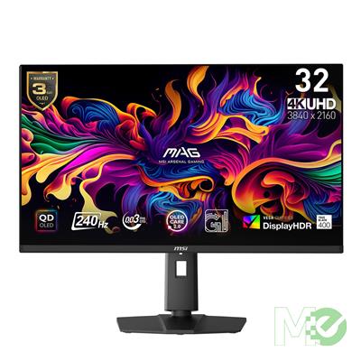 MX00128834 MAG 321UPX QD-OLED 32in UHD Gaming Monitor w/ 240Hz 0.03ms, 16:9, Adaptive Sync, AI Vision, Height Adjustable Arm
