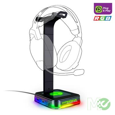 MX00129015 RGB Command Station Headset Stand, Black w/ Dual USB Type-A Charging Ports, RGB Lighting