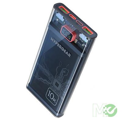 MX00129019 10000mAh 20W Single Port USB-C & 18W Dual Port USB-A Portable Power Bank, Transparent 