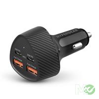 HyperGear SpeedBoost Dual USB-C & Dual USB-A Car Charger w/ Programmable Power Supply, Fast Charge, 50W, Black Product Image