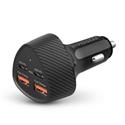 MX00129026 SpeedBoost Dual USB-C & Dual USB-A Car Charger w/ Programmable Power Supply, Fast Charge, 50W, Black