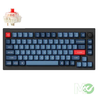 MX00129524 V1 Max Wireless Custom Mechanical Keyboard, Black w/ Gateron Jupiter Red Key Switches, Double-Shot PBT Keycaps, QMK/VIA