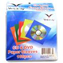 MX37536 Blu-Ray, DVD, CD Paper Sleeves,  5 Colors, 100 Pack