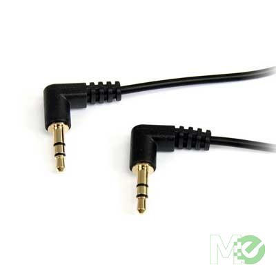 MX38489 Slim 3.5mm Right Angle Stereo Audio Cable, 1ft