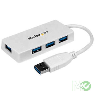 MX46412 Portable 4 Port SuperSpeed Mini USB 3.0 Hub, White