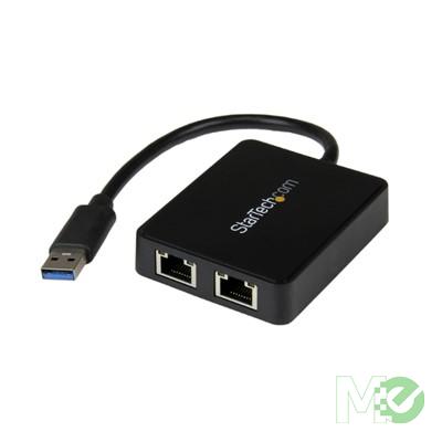 MX49739 USB 3.0 to Dual Port Gigabit Ethernet Adapter NIC w/ USB Port