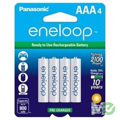 MX53791 Eneloop Low-Discharge Rechargeable AAA NiMH Batteries, Precharged, 4 Pack