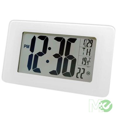 MX58225 Atomic Self-Adjusting Panoramic Digital Clock, White Glass