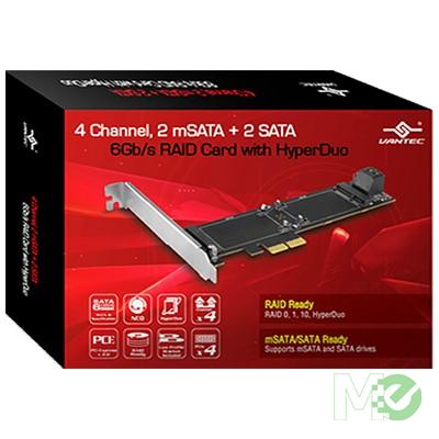 MX59932 4 Channel Dual mSATA + Dual SATA III PCIe RAID Card with HyperDuo